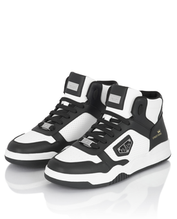 Biało-czarne sneakersy za kostkę - Image #3