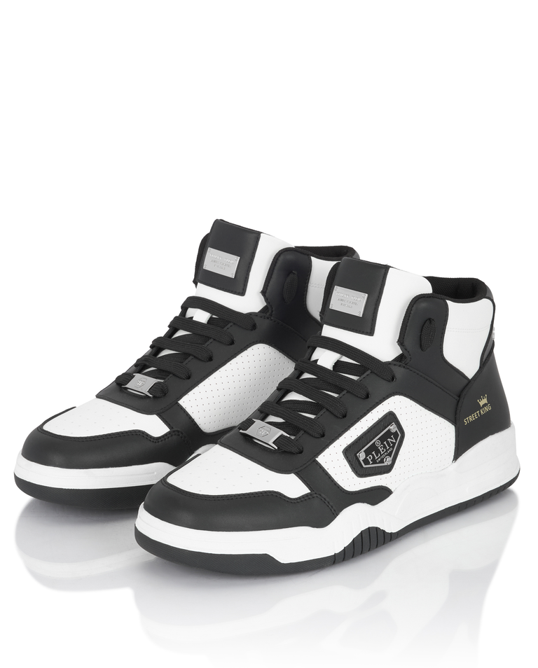 Biało-czarne sneakersy za kostkę - Image #3