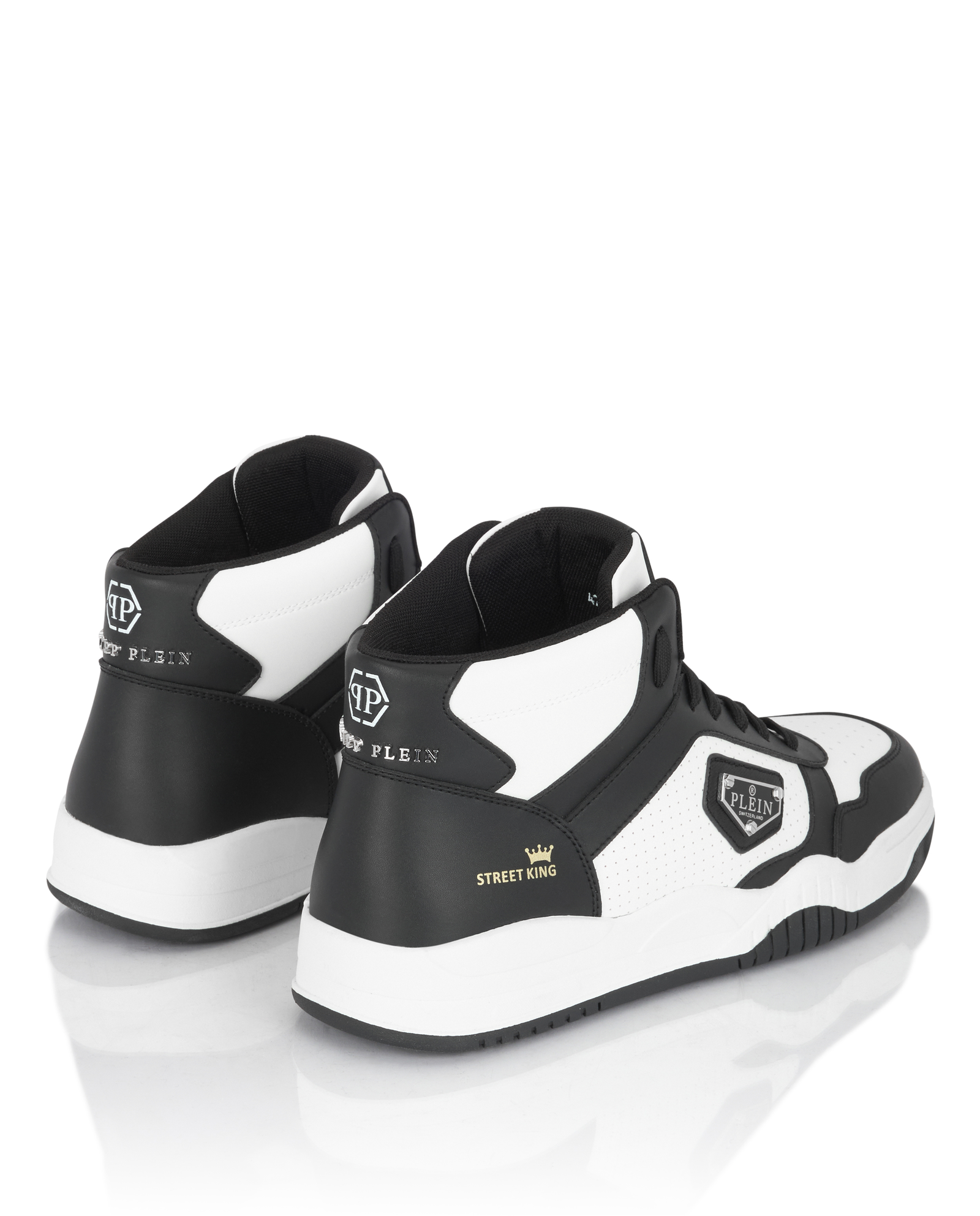 Biało-czarne sneakersy za kostkę - Image #4