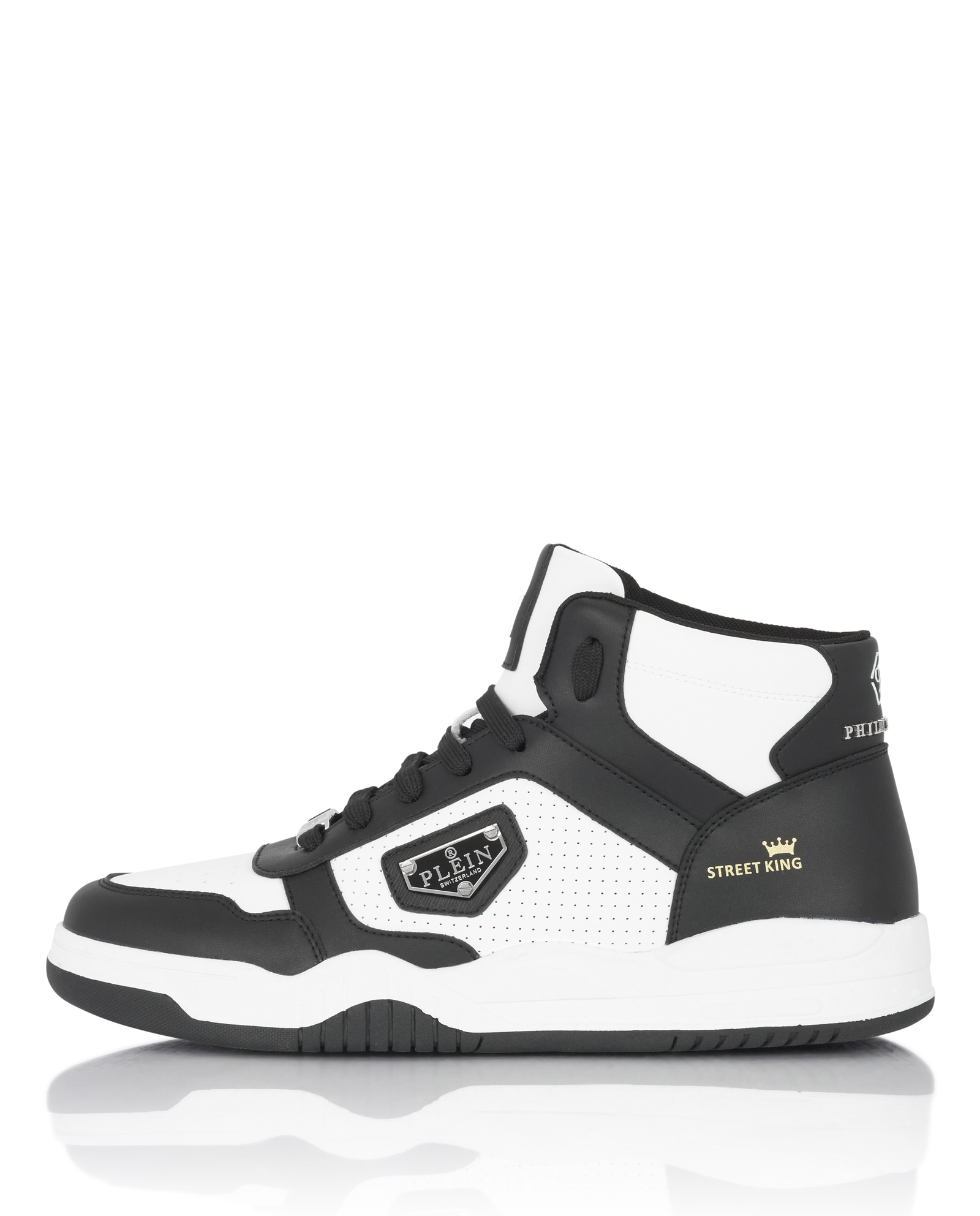 Biało-czarne sneakersy za kostkę - Image #5