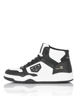 Biało-czarne sneakersy za kostkę - Image #5