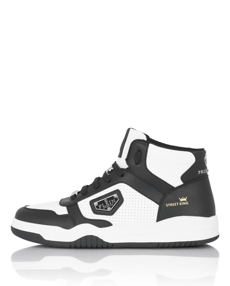 Biało-czarne sneakersy za kostkę - Image #5