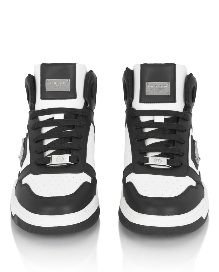 Biało-czarne sneakersy za kostkę - Image #6