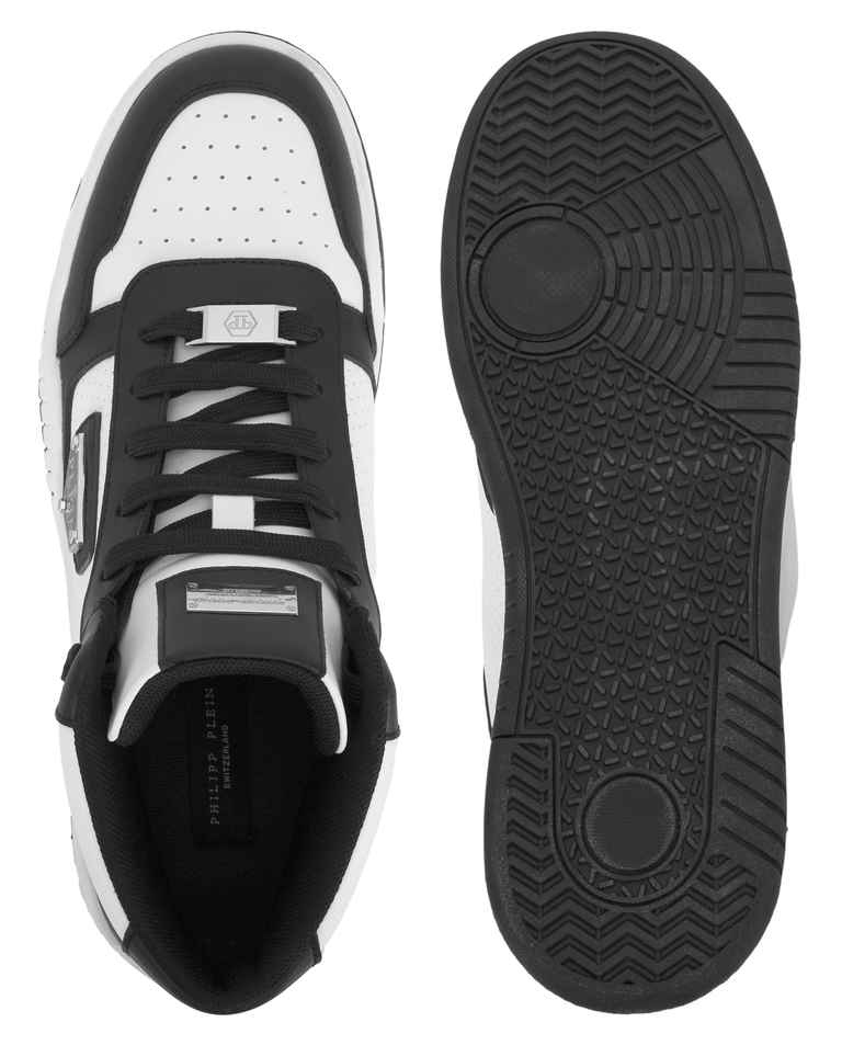 Biało-czarne sneakersy za kostkę - Image #7