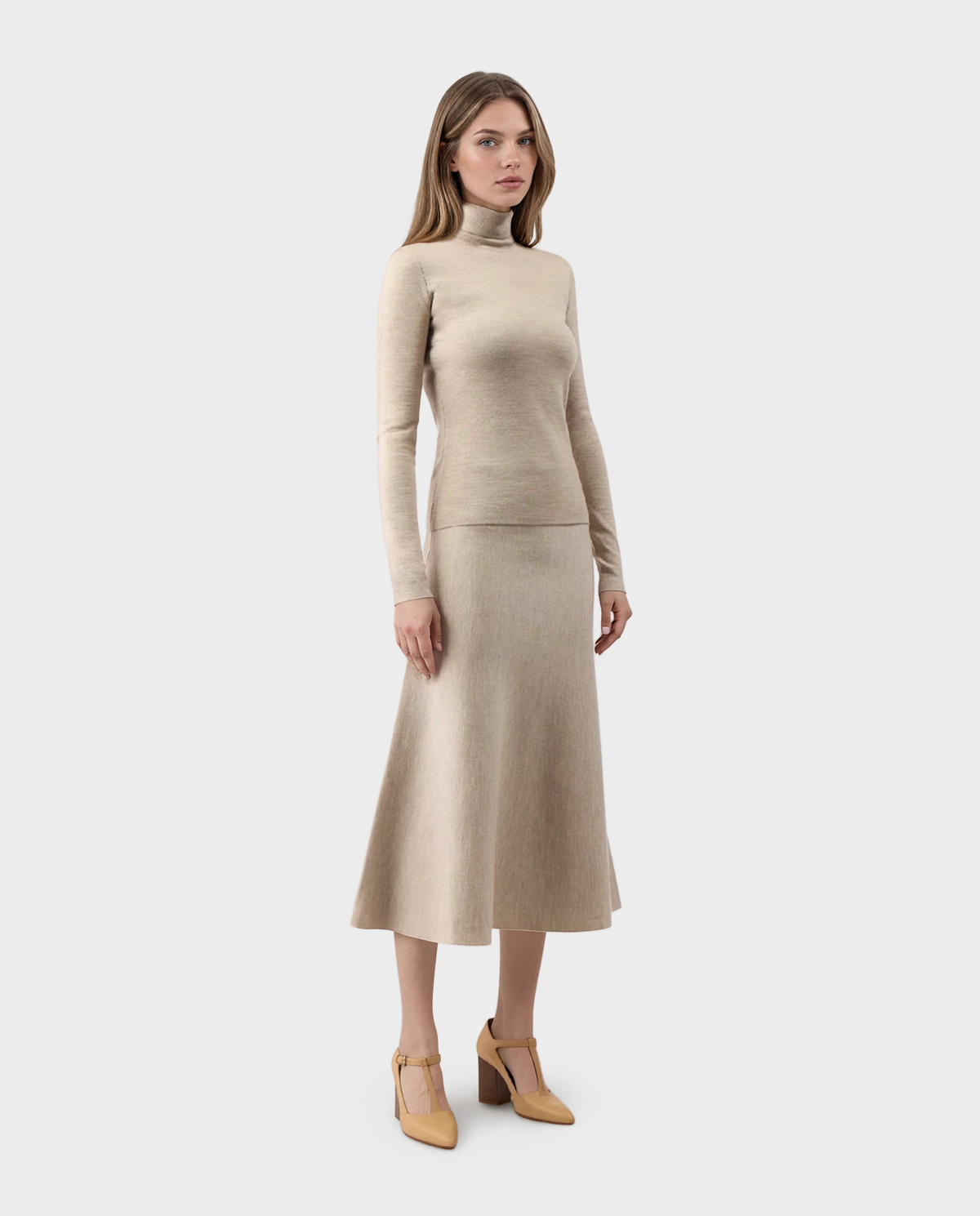 Beżowy sweter z golfem May - Image #1