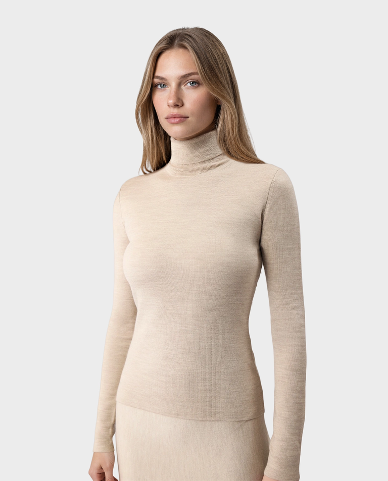 Beżowy sweter z golfem May - Image #4
