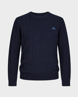 Granatowy sweter z okrągłym dekoltem - Image #0