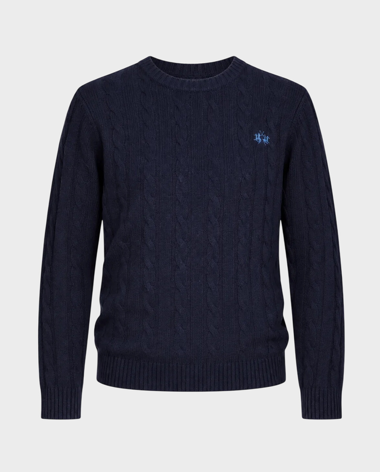 Granatowy sweter z okrągłym dekoltem