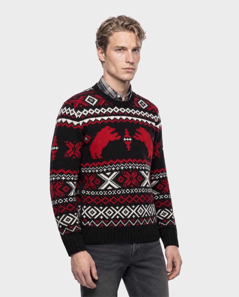 Czarny sweter z misiami