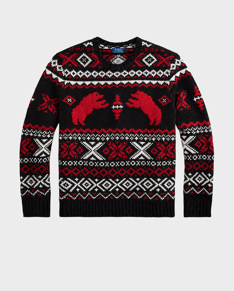 Czarny sweter z misiami