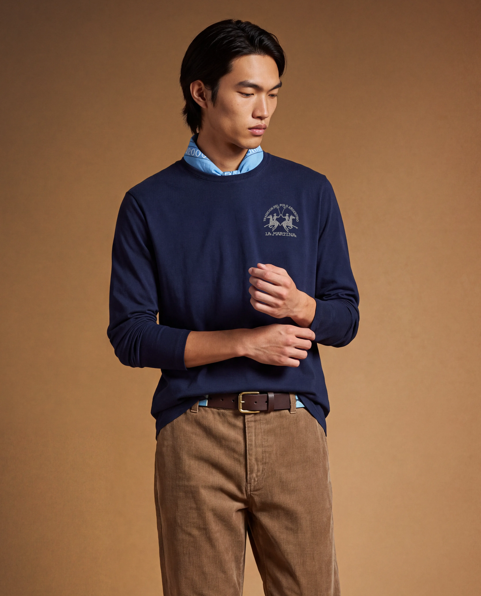 Granatowy longsleeve z haftem - Image #1
