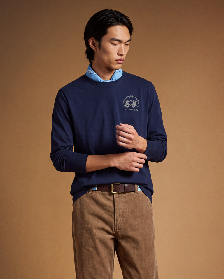 Granatowy longsleeve z haftem