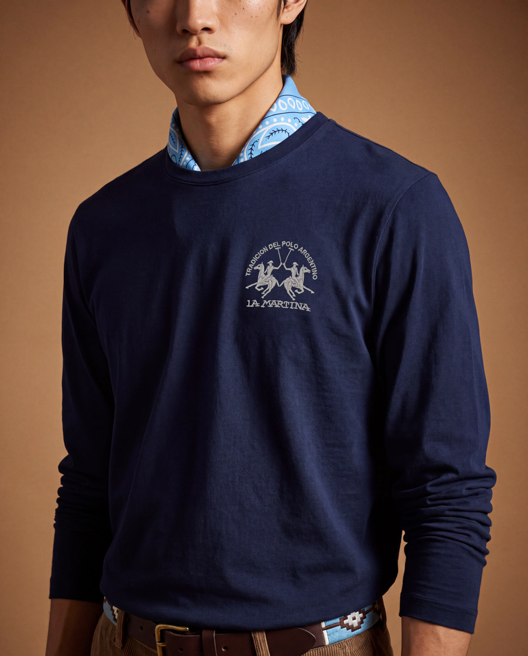 Granatowy longsleeve z haftem - Image #4