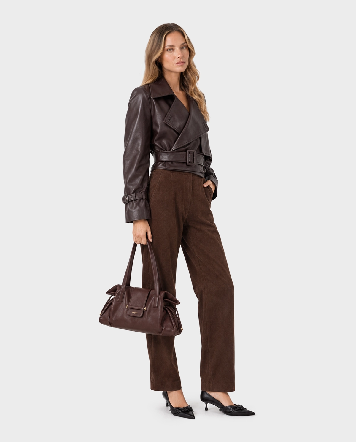 Burgundowa skórzana torba Bar Holdall Medium - Image #2