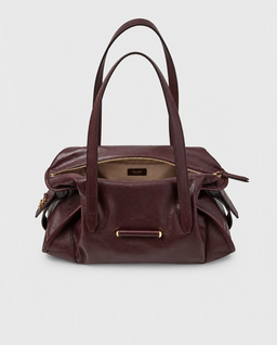 Burgundowa skórzana torba Bar Holdall Medium - Image #5