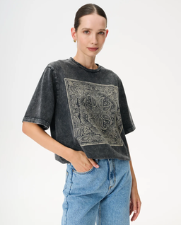 Ciemnoszary t-shirt z nadrukiem Danny - Image #0
