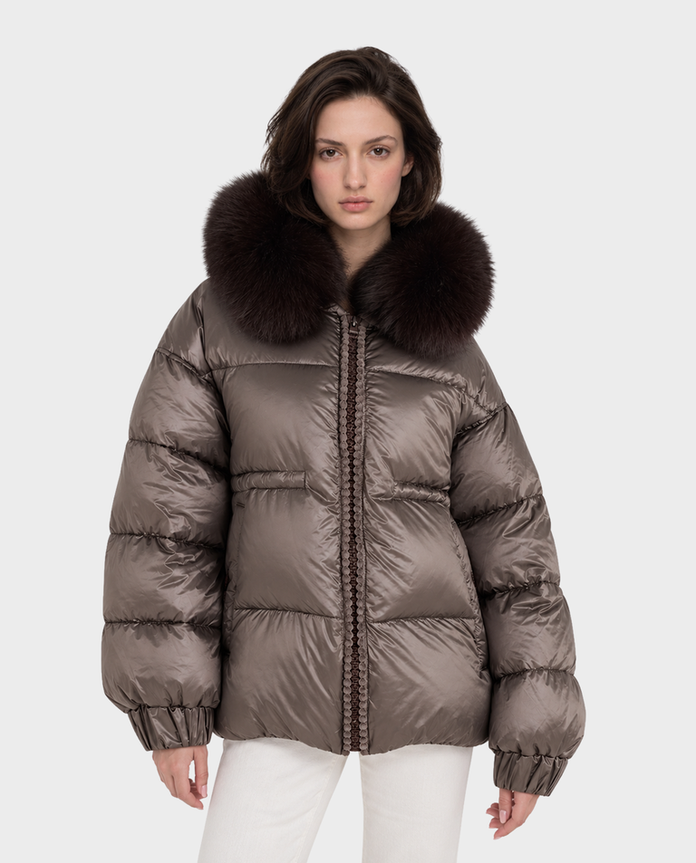 Brązowa kurtka Drip Puffy