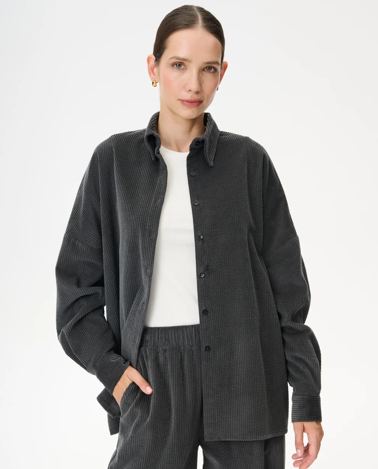 Szara koszula oversize ze sztruksu Meryl