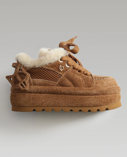 Zamszowe buty na platformie Beau Tan Suede - Image #4