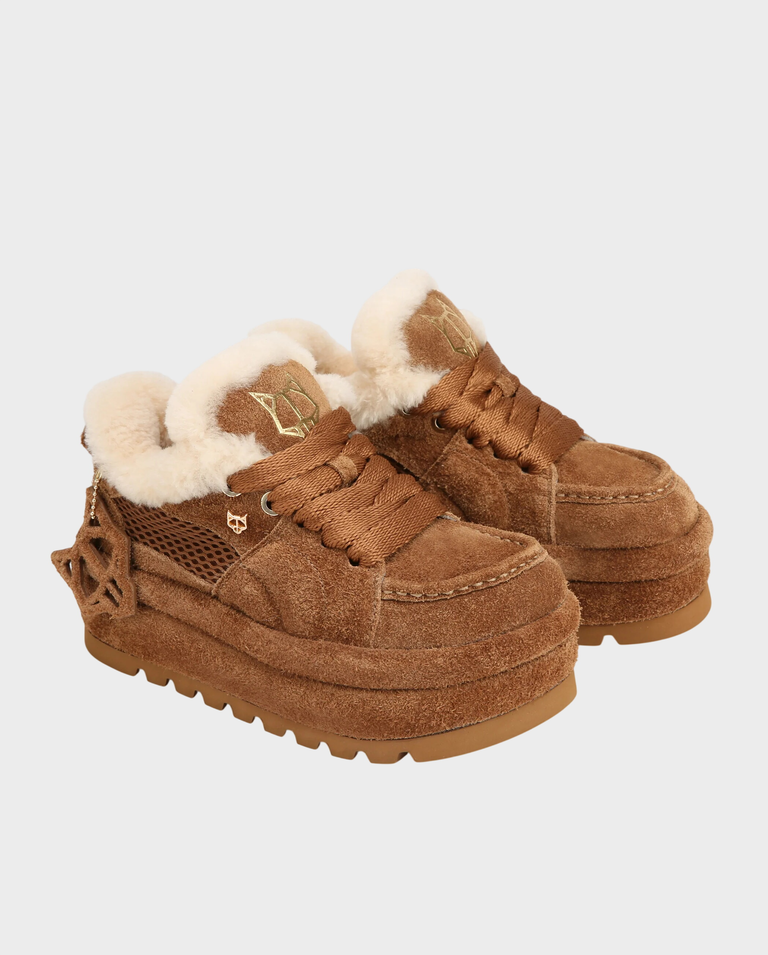 Zamszowe buty na platformie Beau Tan Suede