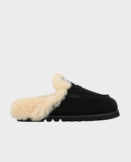 Zamszowe mule z futerkiem Corded Black - Image #0
