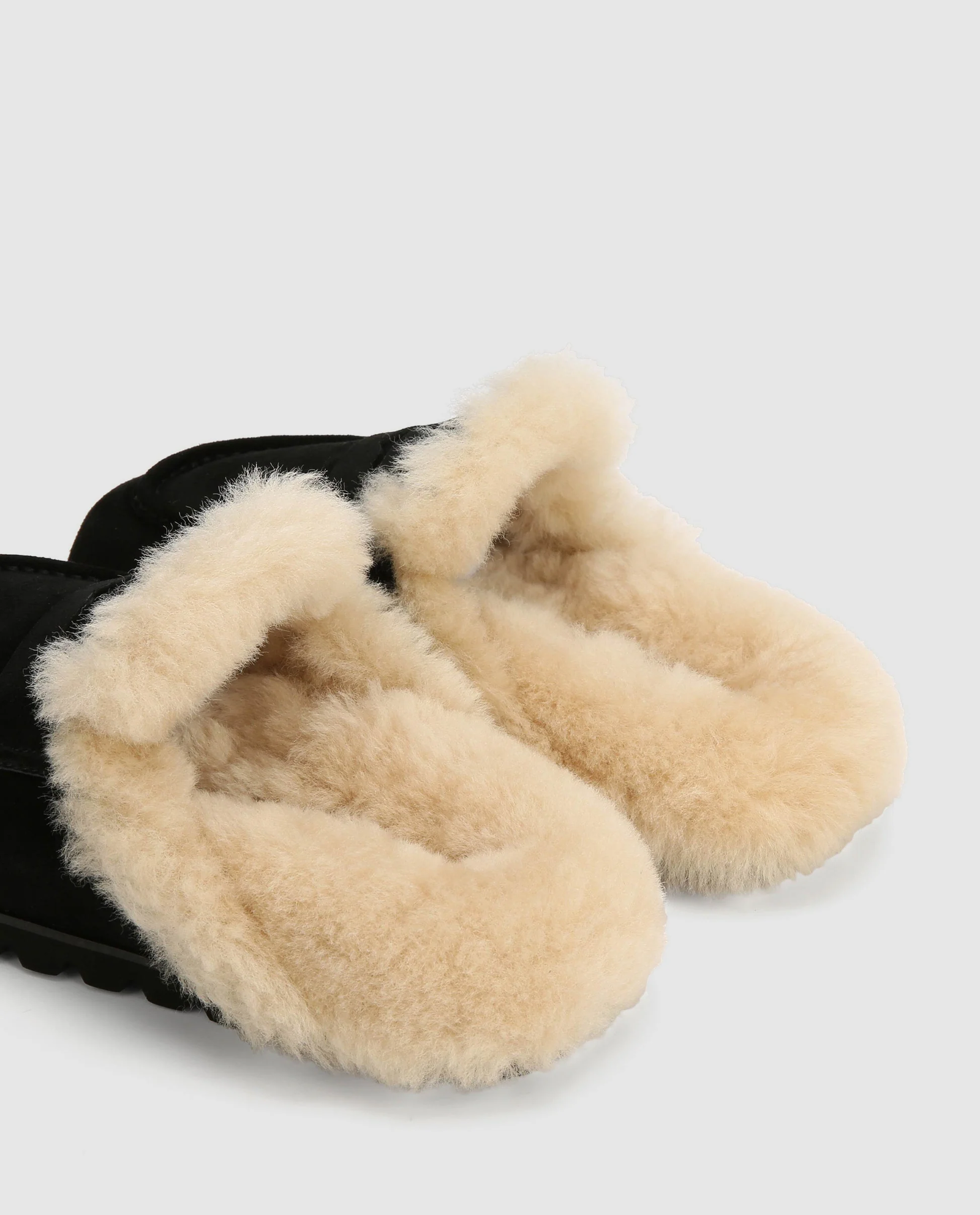 Zamszowe mule z futerkiem Corded Black - Image #3