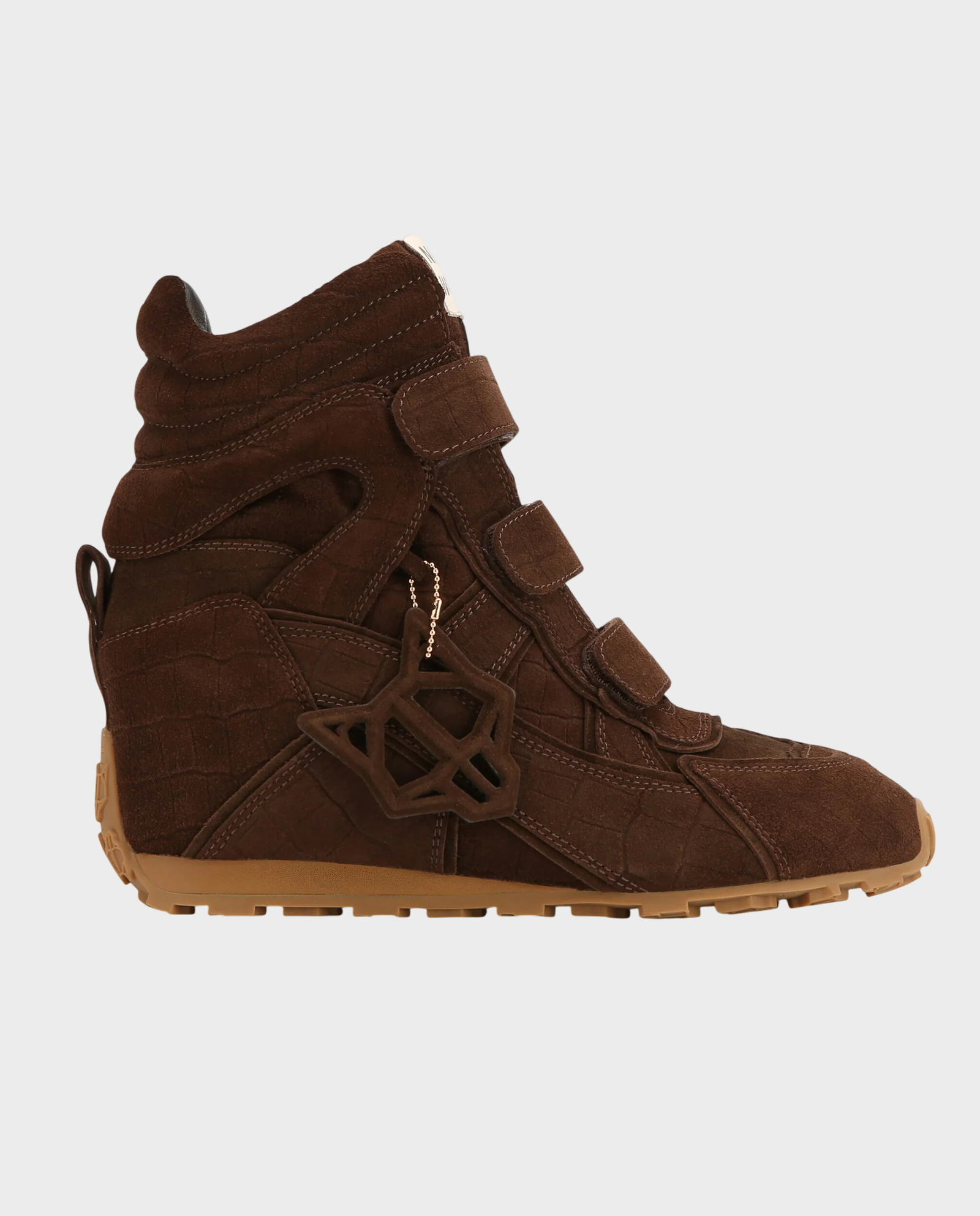 Zamszowe sneakersy na koturnie Element Brown Croc Suede - Image #0