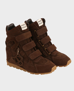 Zamszowe sneakersy na koturnie Element Brown Croc Suede - Image #1