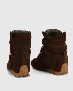 Zamszowe sneakersy na koturnie Element Brown Croc Suede - Image #3