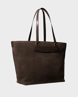 Czekoladowa torba shopper ze skóry zamszowej - Image #3