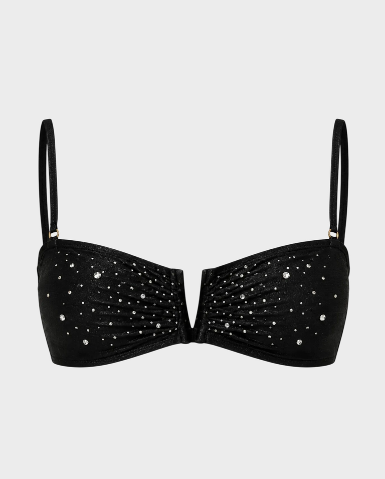 Czarny top od bikini z kryształkami Joy