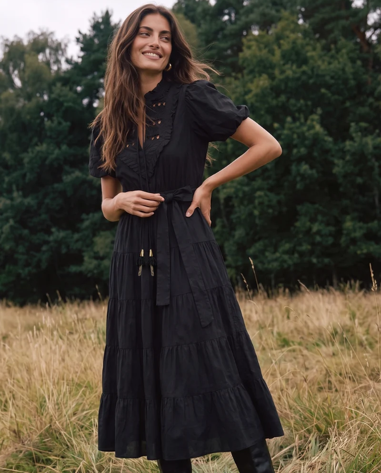 Czarna sukienka w stylu boho Ethereal - Image #3
