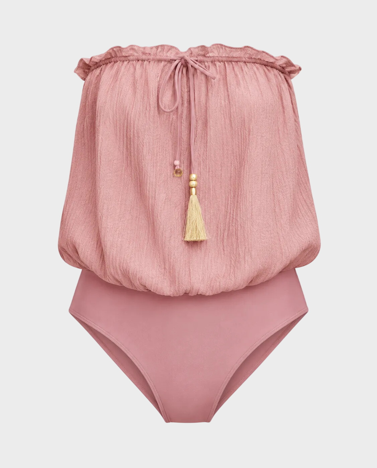 Strój kąpielowy z jedwabną górą Blush