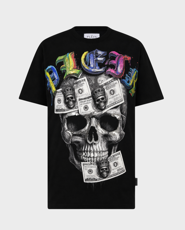 Czarny t-shirt z motywem czaszki