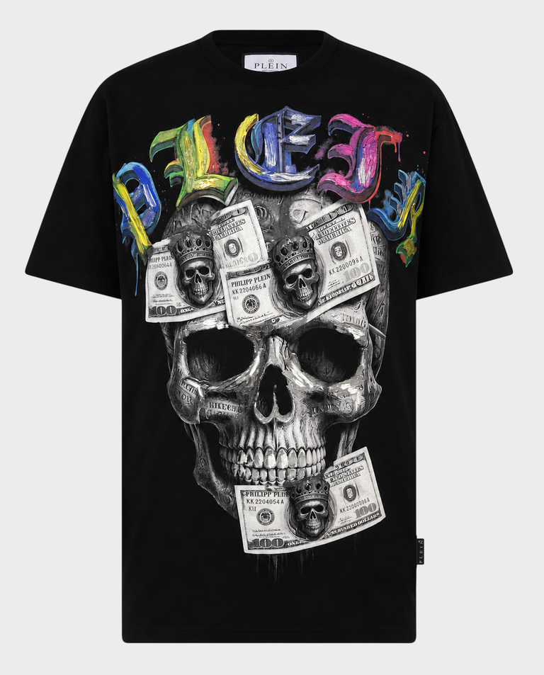 Czarny t-shirt z motywem czaszki