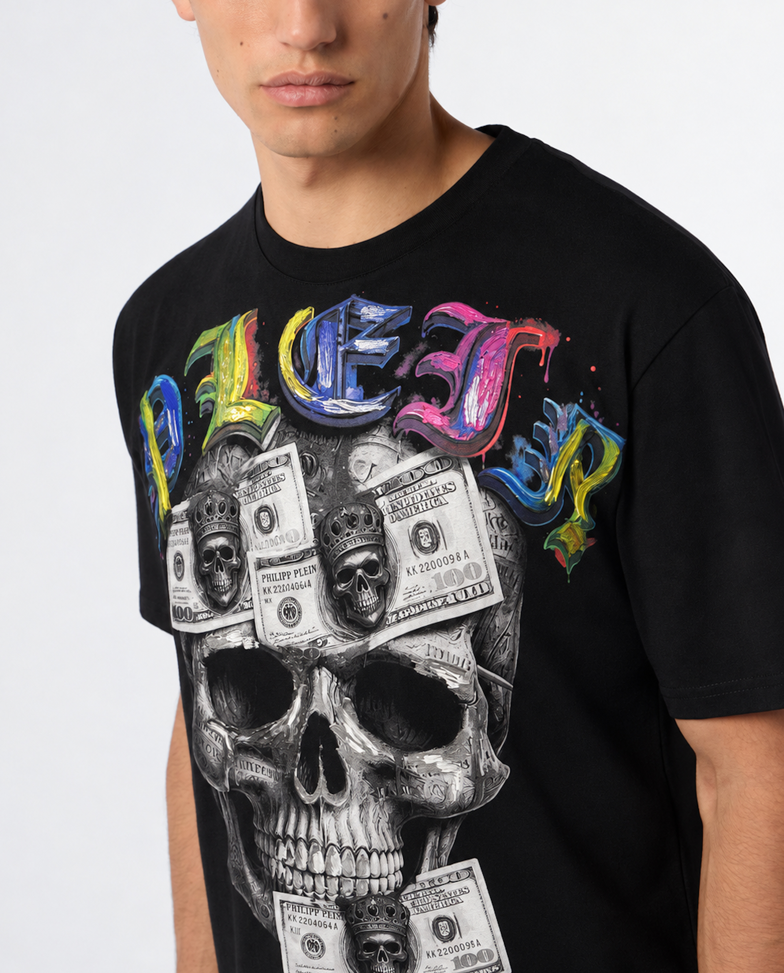 Czarny t-shirt z motywem czaszki - Image #3