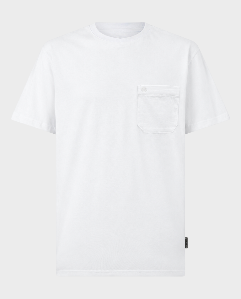 Biały bawełniany T-shirt z kieszenią