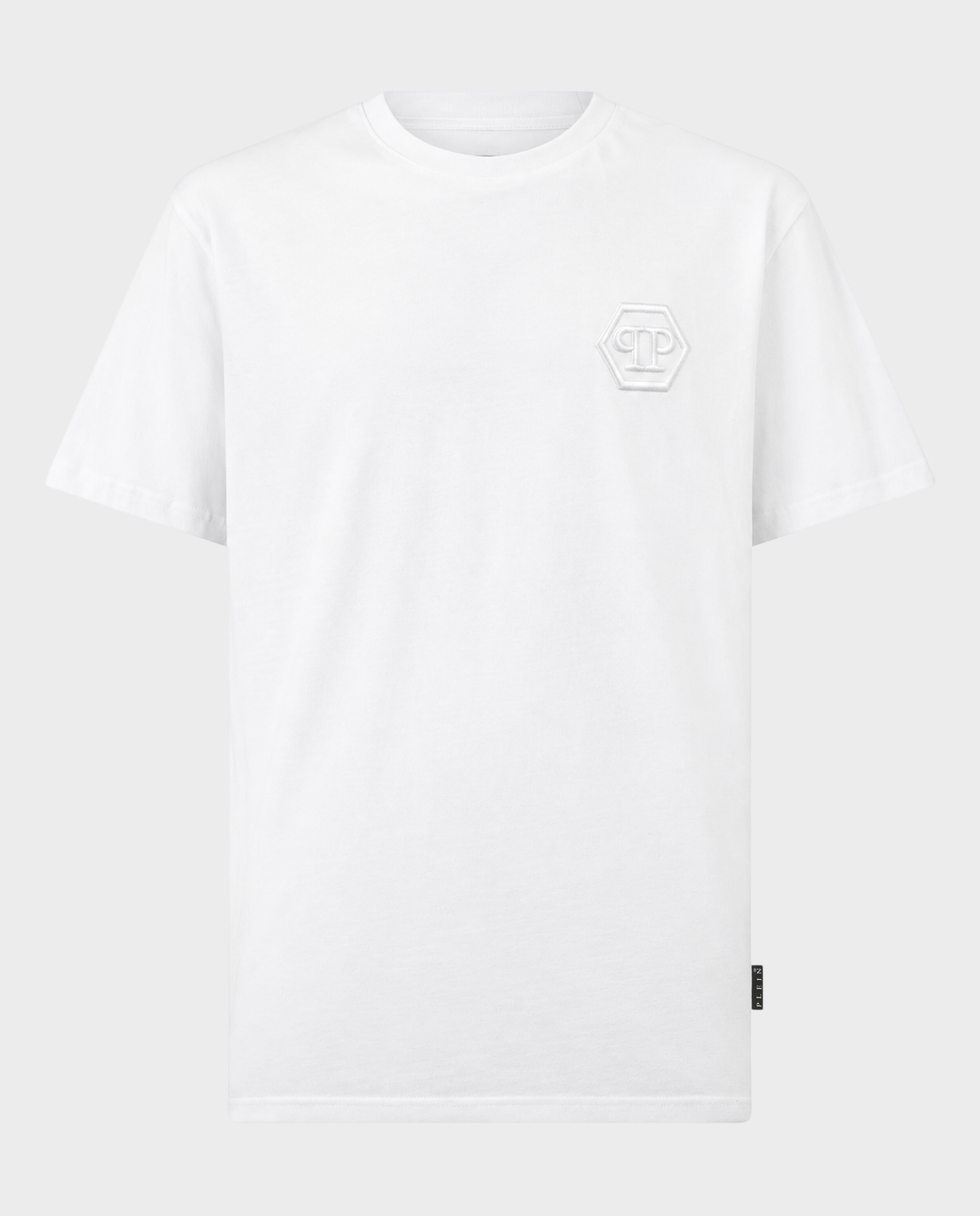 Biały T-shirt z haftowanym logo Hexagon - Image #0