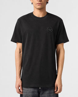 Czarny T-shirt z haftowanym logo Hexagon - Image #1