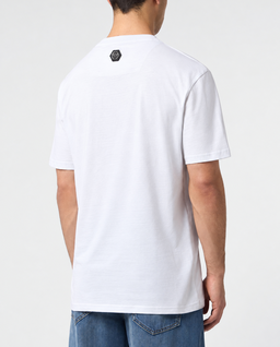 Biały T-shirt z haftowanym logo Hexagon - Image #3