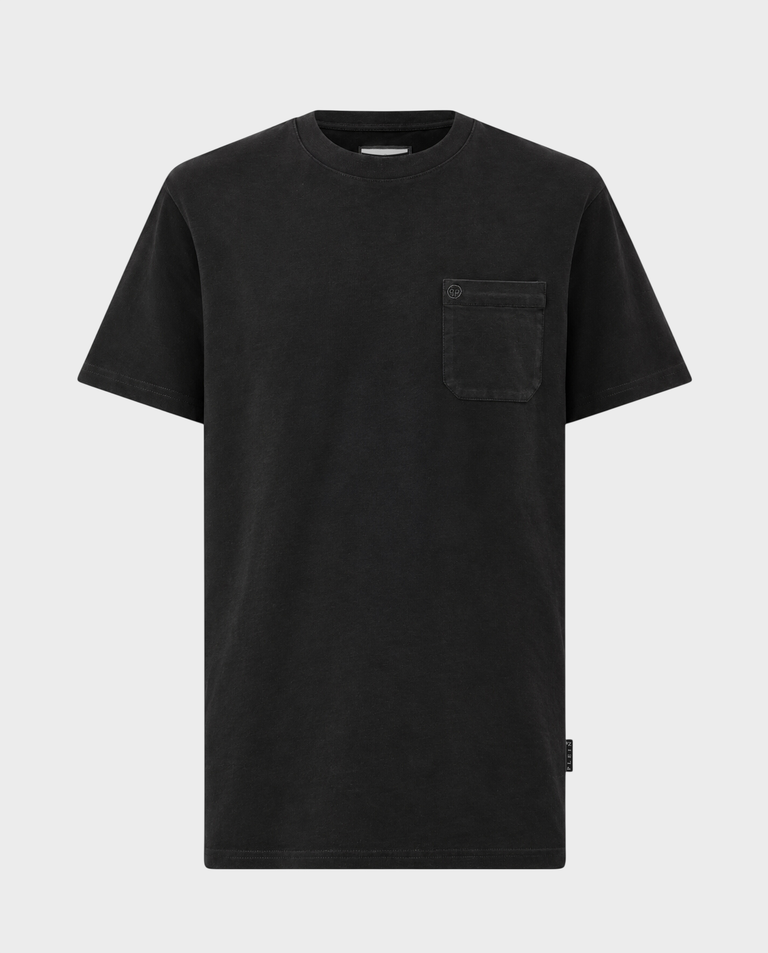 Czarny bawełniany T-shirt z kieszenią
