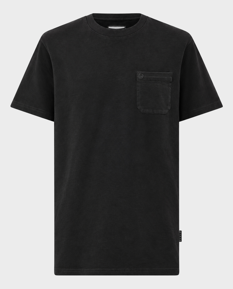 Czarny bawełniany T-shirt z kieszenią