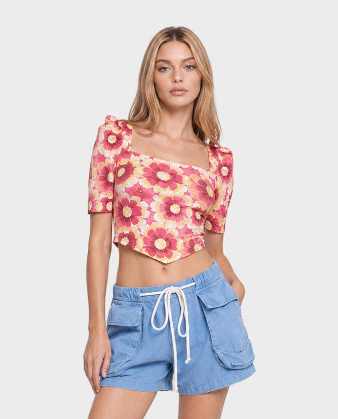 Crop top w kwiatowy print Give Me More