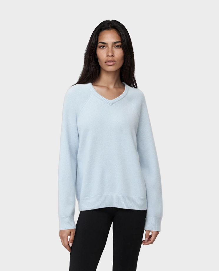 Kaszmirowy błękitny sweter oversize - Image #3