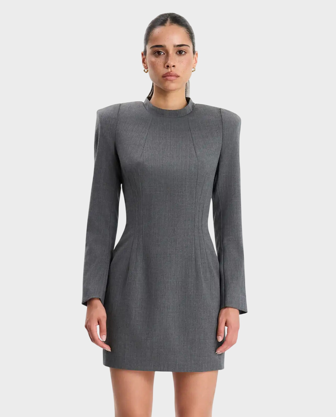 Szara mini sukienka z wełną - Image #3