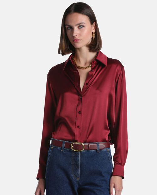 Bordowa jedwabna koszula Latteria