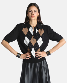 Czarna wełniana bluzka polo Marius - Image #1