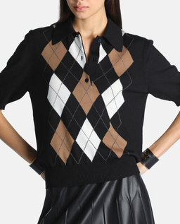 Czarna wełniana bluzka polo Marius - Image #3