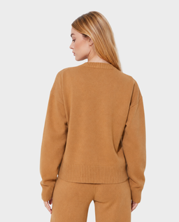 Ciemnobeżowy dzianinowy sweter - Image #3