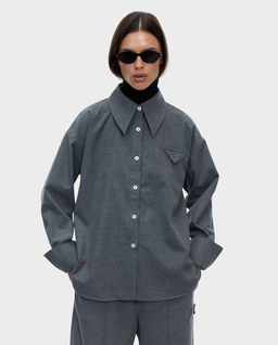Szara flanelowa koszula oversize Boy - Image #1